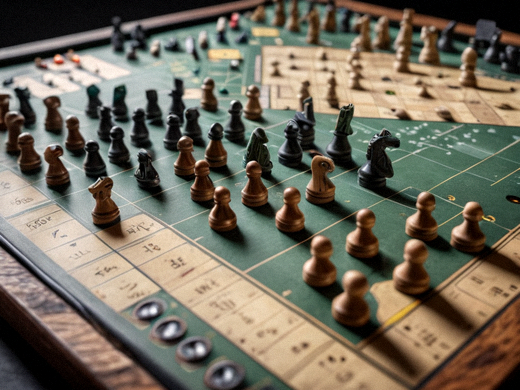 战术分析板上摆放的棋子与比赛数据图表